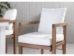 Vente-unique Loungeset-Panama Tuinmeubelset Tafel 90X152/210Cm En 4 Stoel Erica Naturel, Wit.