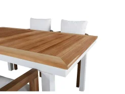 Vente-unique Loungeset-Panama Tuinmeubelset Tafel 90X152/210Cm En 4 Stoel Erica Naturel, Wit.