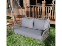 ModernLuxe Hangstoel-Pe Rotan Hangstoel - Tuinschommel - 2 Plaatsen - Met Kussens - Grijs