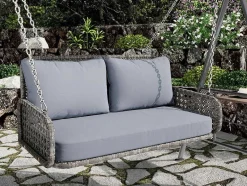 ModernLuxe Hangstoel-Pe Rotan Hangstoel - Tuinschommel - 2 Plaatsen - Met Kussens - Grijs