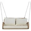ModernLuxe Hangstoel-Pe Rotan Hangstoel - Tuinschommel - 2 Plaatsen - Met Kussens - Beige