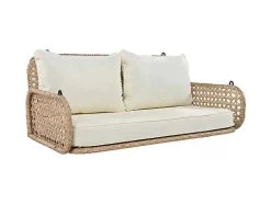 ModernLuxe Hangstoel-Pe Rotan Hangstoel - Tuinschommel - 2 Plaatsen - Met Kussens - Beige