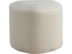 Venture Home Poef-Peg Poef, Hocker O46Cm Velours Wit.