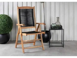 Vente-unique Tuinset-Peter Tuinstoel 5 Pos. Instelbaar Zwart, Acacia.