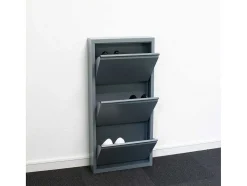 Vente-unique Schoenenkast-Pisa Schoenenkast Grijs Metaal Met 3 Vakken.