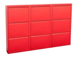 Vente-unique Schoenenkast-Pisa Schoenenkast Rood Metaal Met 9 Vakken.