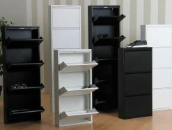 Vente-unique Schoenenkast-Pisa Schoenenkast Wit Metaal Met 5 Vakken - Set Van 2.