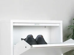 Vente-unique Schoenenkast-Pisa Schoenenkast Wit Metaal Met 5 Vakken - Set Van 2.