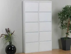 Vente-unique Schoenenkast-Pisa Schoenenkast Wit Metaal Met 5 Vakken - Set Van 2.