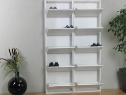 Vente-unique Schoenenkast-Pisa Schoenenkast Wit Metaal Met 5 Vakken - Set Van 2.