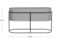 OZAIA Decoratieobject Voor Binnen-Plantenbak Voor Binnen Op Poten - L74 X H40 Cm - Metaal - Lichtgrijs - Ravina