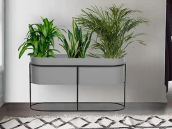 OZAIA Decoratieobject Voor Binnen-Plantenbak Voor Binnen Op Poten - L74 X H40 Cm - Metaal - Lichtgrijs - Ravina