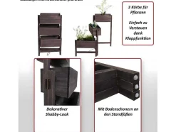 Vente-unique Tuinopslag-Plantenrek Staand Rek, Bruin