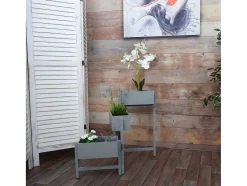 Vente-unique Tuinopslag-Plantenrek Staand Rek, Grijs-Blauw