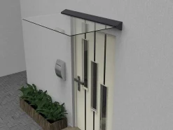 Vente-unique Luifel En Afdak-Platte Deurluifel Van Aluminium 140 X 90 Cm Met Ledverlichting - Luxama