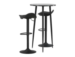 Vente-unique Barmeubel-Plaza Barmeubelset Bartafel Zwart En 2 Adesto Barstoelen Zwart.