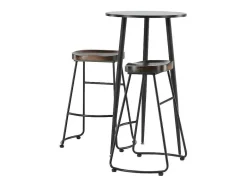 Vente-unique Barmeubel-Plaza Barmeubelset Bartafel Zwart En 2 Ozark Barstoelen Naturel.
