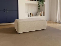 Vente-unique Speciale Modellen Zitbanken & Fauteuils-Poef In Beige Textuurstof Amelia