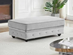 Vente-unique Poef-Poef Met Opbergruimte Van Lichtgrijs Velours Chesterfield