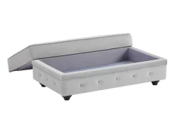 Vente-unique Poef-Poef Met Opbergruimte Van Lichtgrijs Velours Chesterfield