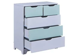 Vente-unique Kindermeubel-Prati Kommode 5 Laden Lichtgrijs, Muntgroen.