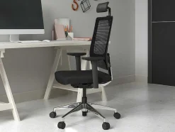 Workēa Bureaustoel-Professionele Ergonomische Bureaustoel - Met Hoofdsteun - Stof - Zwart - Wallstreet