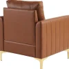 Vente-unique Fauteuil Kunstleer-Pu Lederen Fauteuil Met Kussen - Metalen Poten - Bruin