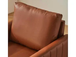 Vente-unique Fauteuil Kunstleer-Pu Lederen Fauteuil Met Kussen - Metalen Poten - Bruin