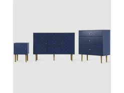 ModernLuxe Ladekast-Ragement Ladekast Voor Slaapkamer - 3 Lades - Donkerblauw