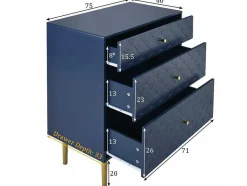 ModernLuxe Ladekast-Ragement Ladekast Voor Slaapkamer - 3 Lades - Donkerblauw