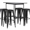 Vente-unique Barmeubel-Rax Barmeubelset Bartafel Zwart En 4 Tempe Barstoelen Zwart.