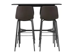 Vente-unique Barmeubel-Rax Barmeubelset Bartafel Zwart En 4 Alexi Barstoelen Bruin.