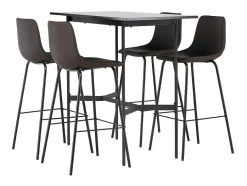 Vente-unique Barmeubel-Rax Barmeubelset Bartafel Zwart En 4 Alexi Barstoelen Bruin.