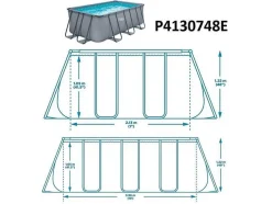 Vente-unique Zwembad-Rechthoekig Buisvormig Zwembad Met Patroonfilterpomp - L396 X B213 X H122 Cm - Antraciet - Bantayan