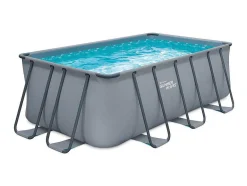 Vente-unique Zwembad-Rechthoekig Buisvormig Zwembad Met Patroonfilterpomp - L396 X B213 X H122 Cm - Antraciet - Bantayan