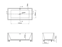 Shower & Design Halfvrijstaand Bad-Rechthoekig Halfvrijstaand Bad - 248 L - 170 X 80 X 58 Cm - Wit - Acryl - Pikaia