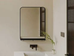OZAIA Accessoires & Spiegels-Rechthoekige Badkamerspiegel Met Opbergplankje - 60 X 80 Cm Erasmo