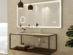 OZAIA Accessoires & Spiegels-Rechthoekige Badkamerspiegel Met Licht En Digitale Klok - 120 X 60 Cm Aitana