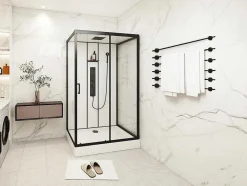 Shower & Design Douchecabine-Rechthoekige Douchecabine Met Massagestralen Plaatsingsrichting Naar Keuze L120 X B80 X H215 Cm Sulipa