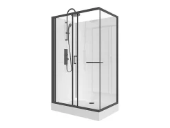 Shower & Design Douchecabine-Rechthoekige Douchecabine Omkeerbare Plaatsingsrichting - Matzwart - L110 X B80 X H225 Cm Zodani