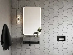 Shower & Design Muurkast Badkamer-Rechthoekige Hangende Wastafel Met Drager - L40 X B22 Cm - Uchami
