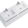 Shower & Design Wastafel-Rechthoekige Keramische Wastafel - Wit - 122 X 46,5 Cm - Motiac