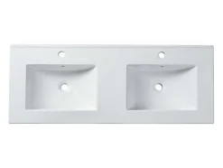 Shower & Design Wastafel-Rechthoekige Keramische Wastafel - Wit - 122 X 46,5 Cm - Motiac
