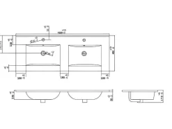 Shower & Design Wastafel-Rechthoekige Keramische Wastafel - Wit - 122 X 46,5 Cm - Motiac