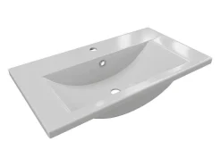 Shower & Design Wastafel-Rechthoekige Voorbouwwastafel Voor Badkamer Van Keramiek - 71,5 Cm - Wit - Yasmac Ii