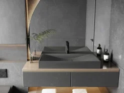 Shower & Design Wastafel-Rechthoekige Wastafel Om Te Plaatsen Van Beton - L80 X B48 Cm - Serov