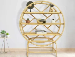 Vente-unique Boekenkast & Vitrine-Rek Met 3 Plankjes Van Rotan En Bamboe - Kleur: Naturel - Setha