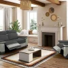 Vente-unique Set Zitbank + Fauteuil-Relax Driezitsbank + Fauteuil Van Microvezel Talca - Antraciet En Licht Grijs