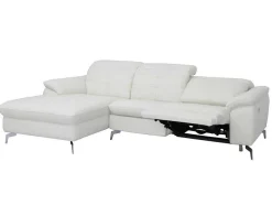 Vente-unique Elektrische Relaxbanken-Relax Hoekbank Elektrisch Van Buffelleer Lismore - Wit - Hoek Links