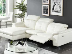 Vente-unique Elektrische Relaxbanken-Relax Hoekbank Elektrisch Van Buffelleer Lismore - Wit - Hoek Links